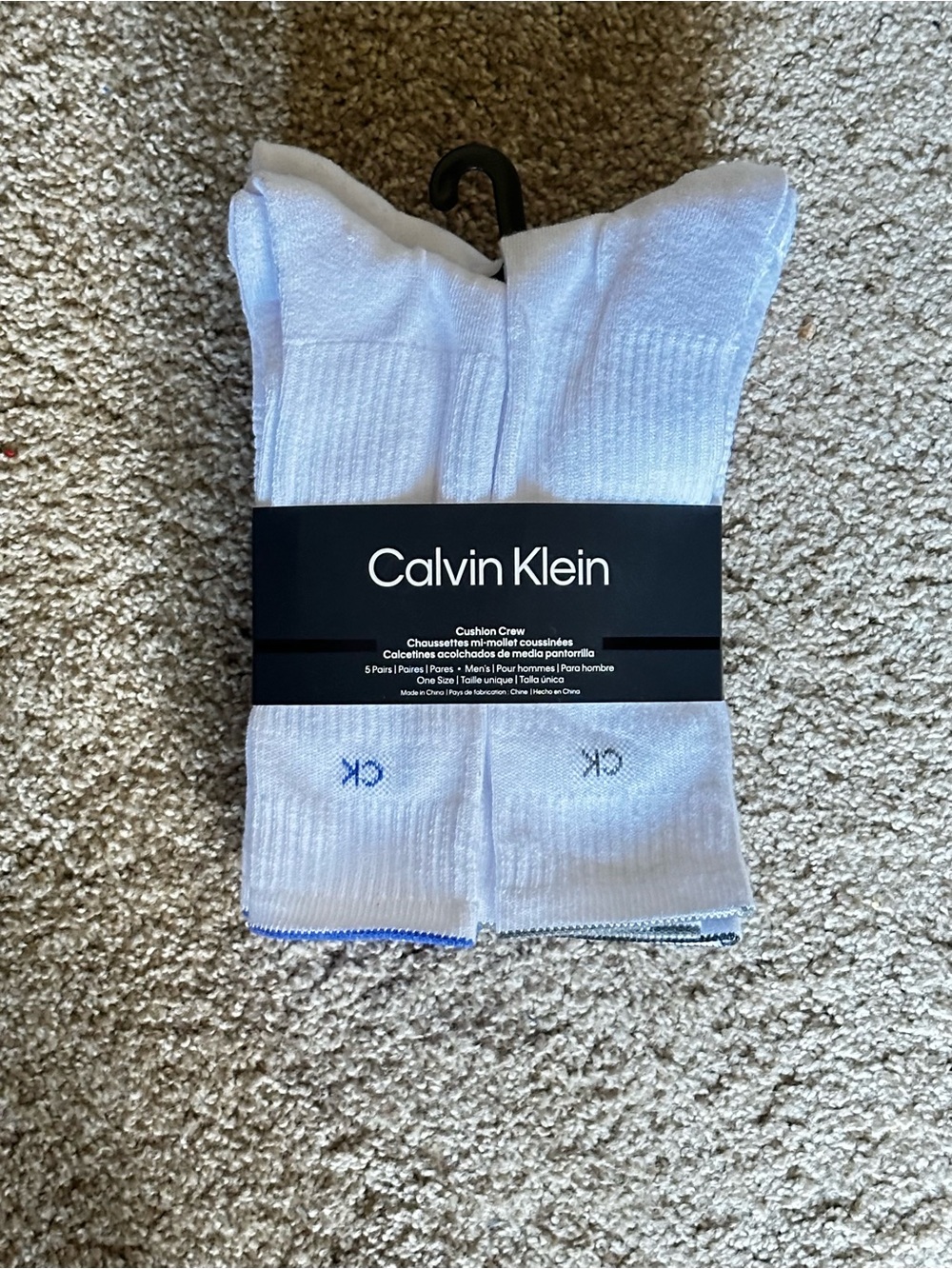 New Calvin Klein White Cushioned Crew Socks